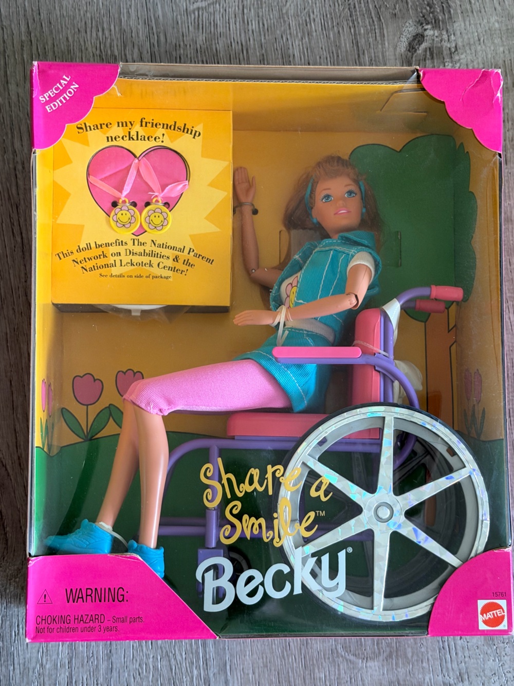 Mattel Share a Smile Teal & Pink Becky Doll in Wheelchair